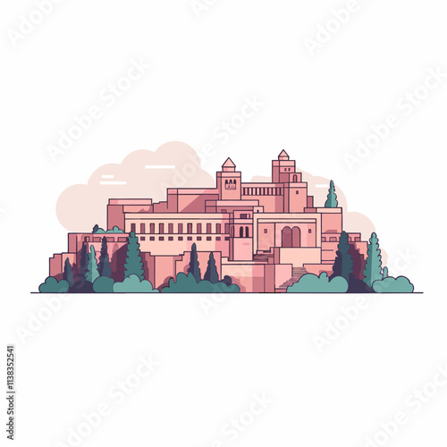 Alhambra hand-drawn comic illustration