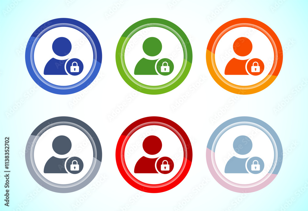 User profile login icon design Access authentication icon. Button Design Set User profile login icon design Access authentication icon. Button Design Set
