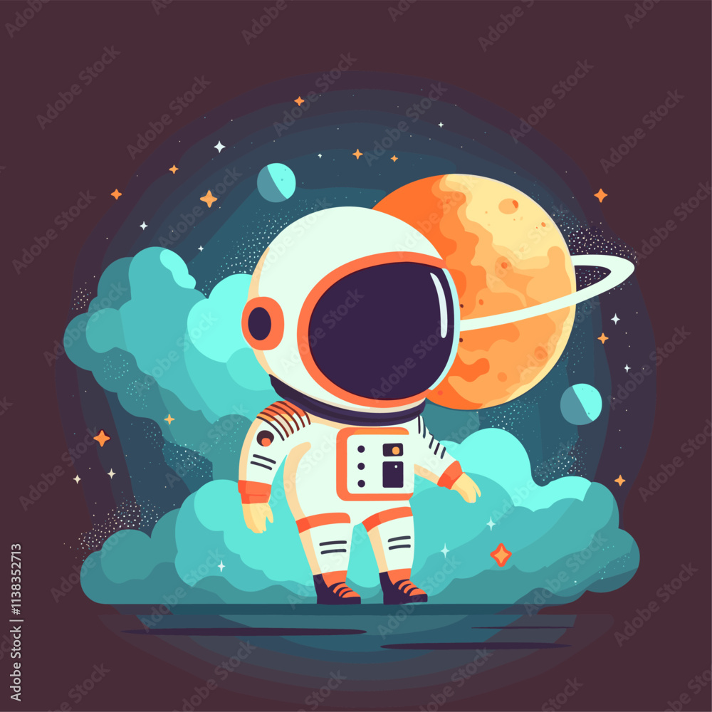 Naklejka premium Star universe background image, astronaut starry sky graphic design