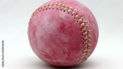 Close-up of a pink baseball. (1)