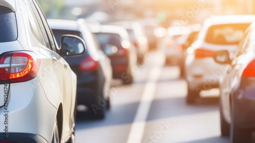 Overhead view of cars stuck in heavy traffic, highlighting the challenges of city commuting during peak hours.