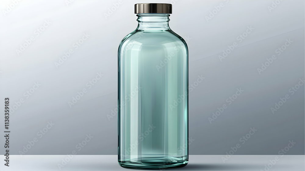 Empty Glass Bottle Mockup, Elegant, Teal, Cylindrical Design for Product Presentation, Ready for Branding, Ideal for Beverage or Cosmetic Packaging, Shows Realistic Reflections, Cl Empty Glass Bottle Mockup, Elegant, Teal, Cylindrical Design for Product Presentation, Ready for Branding, Ideal for Beverage or Cosmetic Packaging, Shows Realistic Reflections, Cl