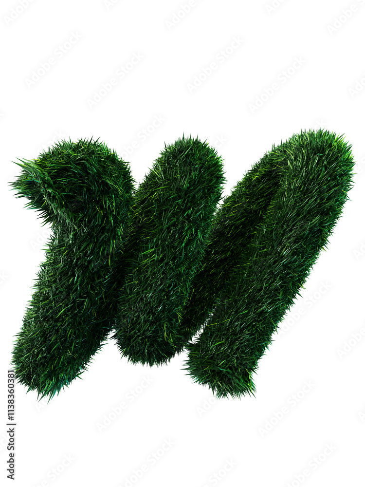 Green Grass Letter m, 3D render of realistic foliage on lower case letter Green Grass Letter m, 3D render of realistic foliage on lower case letter