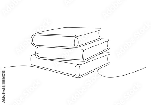 Continuous One-Line Drawing of Books - Minimalist Knowledge and Literature Art