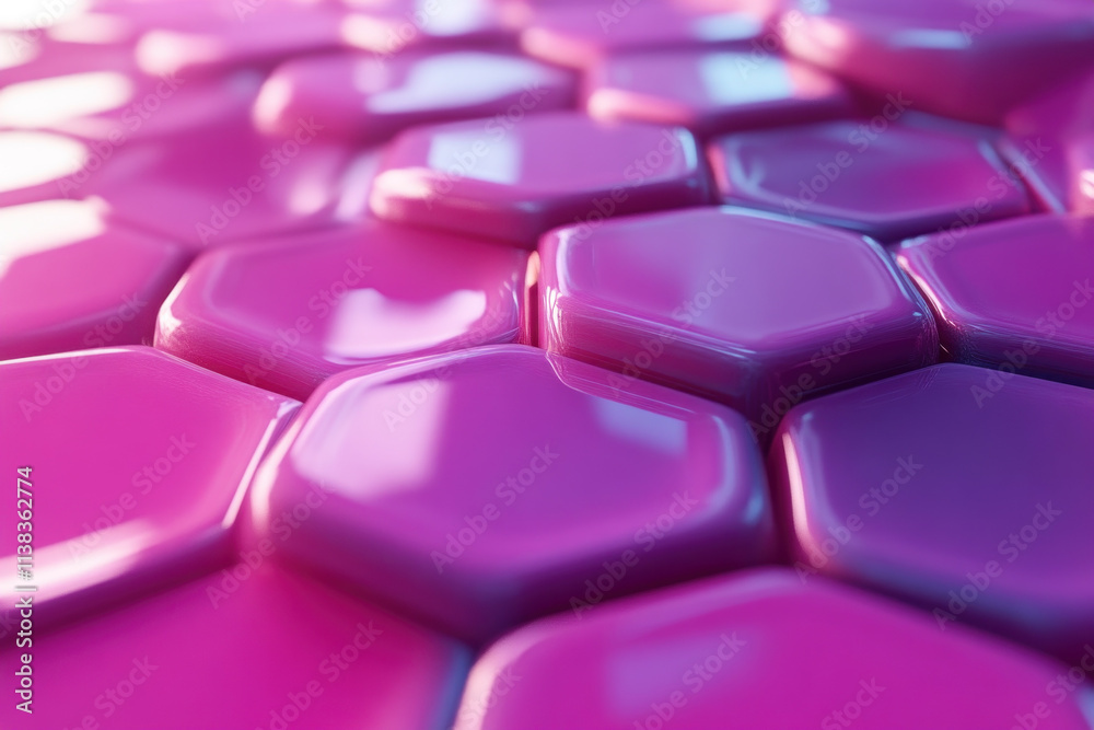 Obraz premium Glossy pink hexagonal tiles surface.
