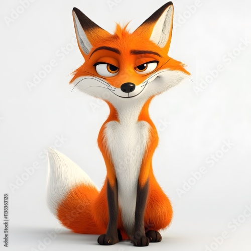 3D cartoon-style fox with a mischievous smile and detailed fur
