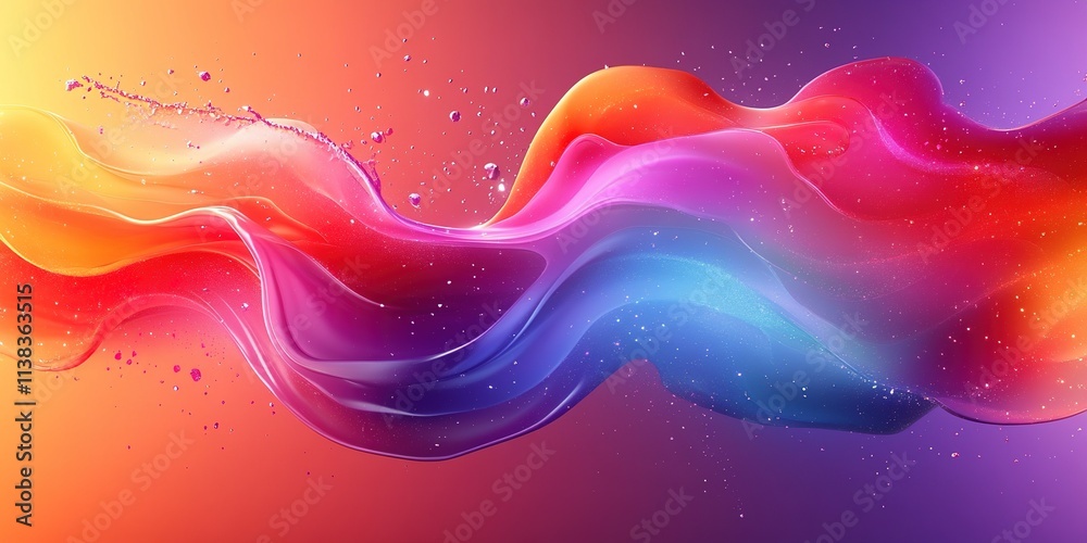 Colorful abstract wave design with fluid shapes and vibrant gradients in a stunning display of artistry Colorful abstract wave design with fluid shapes and vibrant gradients in a stunning display of artistry