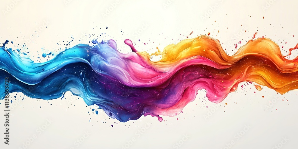 Colorful abstract wave design demonstrates vibrant fluid motion on a smooth background Colorful abstract wave design demonstrates vibrant fluid motion on a smooth background