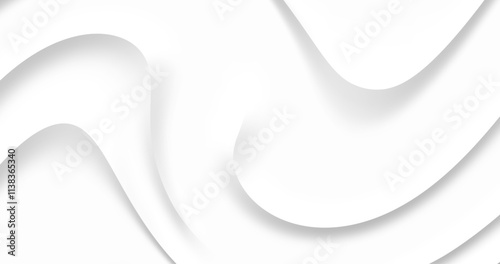 Vector image with abstract white background decorated with smooth gradient lines. Dynamic wavy lines add artistic accent creating elegant and modern design.