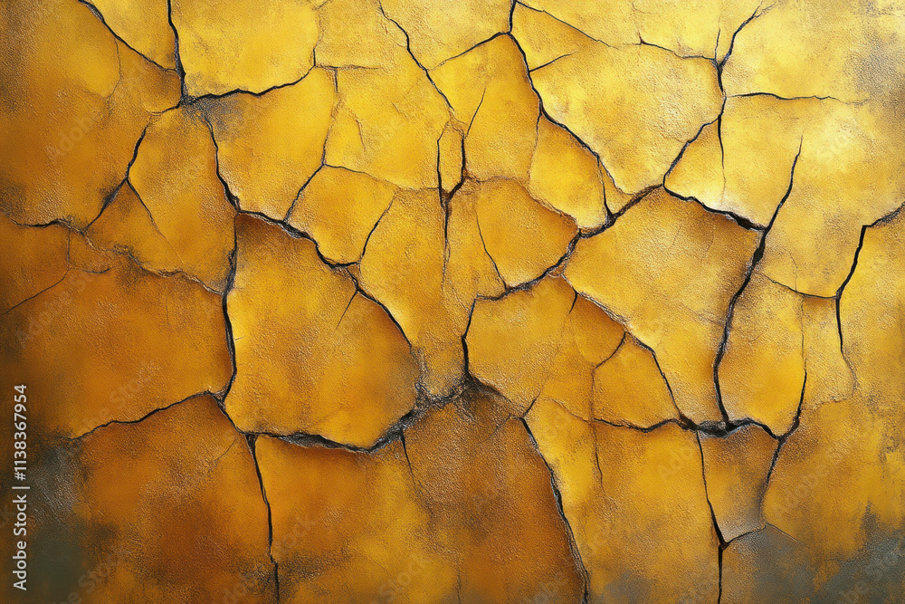 Close-up of cracked yellow paint texture. Close-up of cracked yellow paint texture.