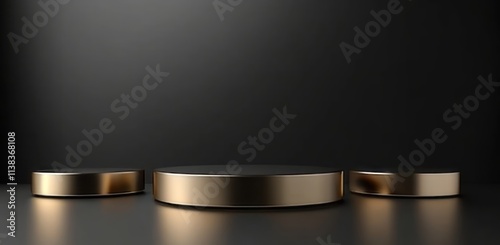 Three Gold Cylinders on Dar...