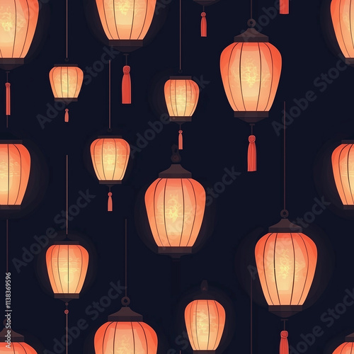 Seamless islamic lantern pattern for ramadan celebration nighttime decor digital artwork elegant background design