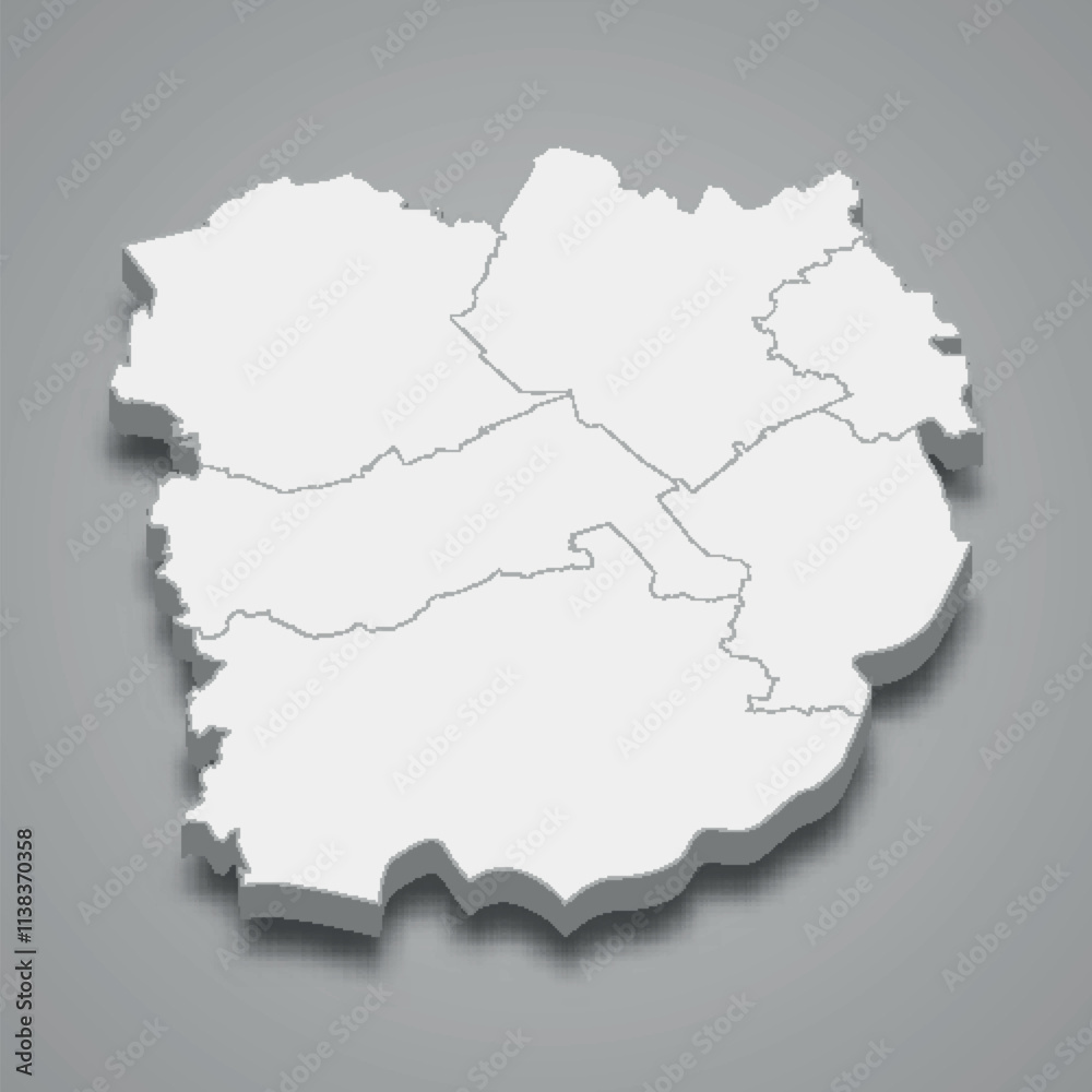 3d isometric map of Inner Carniola–Karst is a region of Slovenia 3d isometric map of Inner Carniola–Karst is a region of Slovenia