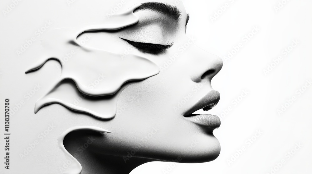 Sculptural Beauty: Monochrome Portrait of a Woman Sculptural Beauty: Monochrome Portrait of a Woman