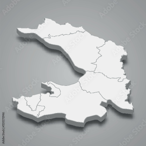 3d isometric map of Coastal–Karst is a region of Slovenia