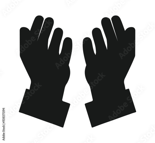 praying with open hands silhouette isolated on white background