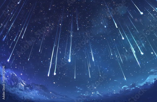 Night Sky Meteor Shower Ove...