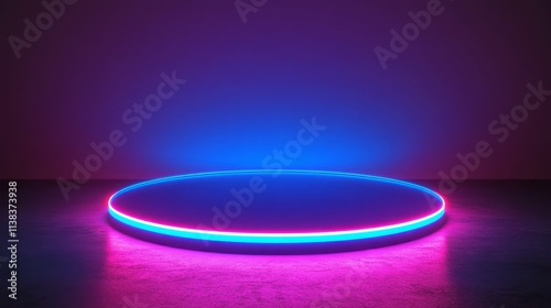 Neon Lit Circular Platform ...