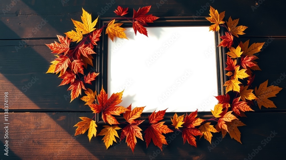 Autumn leaves frame a blank canvas, ready for your imagination to fill it with vibrant colors and warm memories.