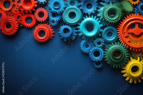 Wallpaper Mural Colorful gears on blue background. Torontodigital.ca