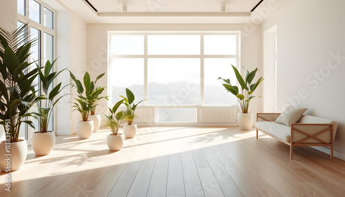 Minimalist Elegance: Light Wooden Floors and Golden Accents