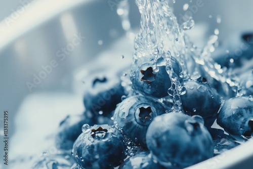 Wallpaper Mural Blueberries being washed in water, close-up. Torontodigital.ca