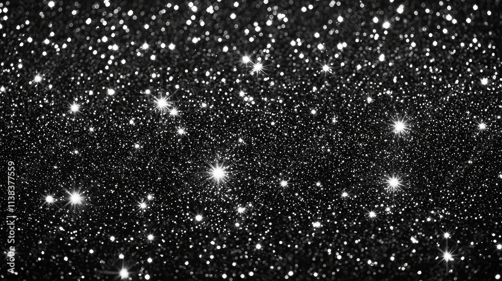 Fototapeta premium A white background with silver glitter, sparkling and shiny, ideal for Christmas holiday wallpaper, wrapping paper, greeting cards, and wedding invitations.