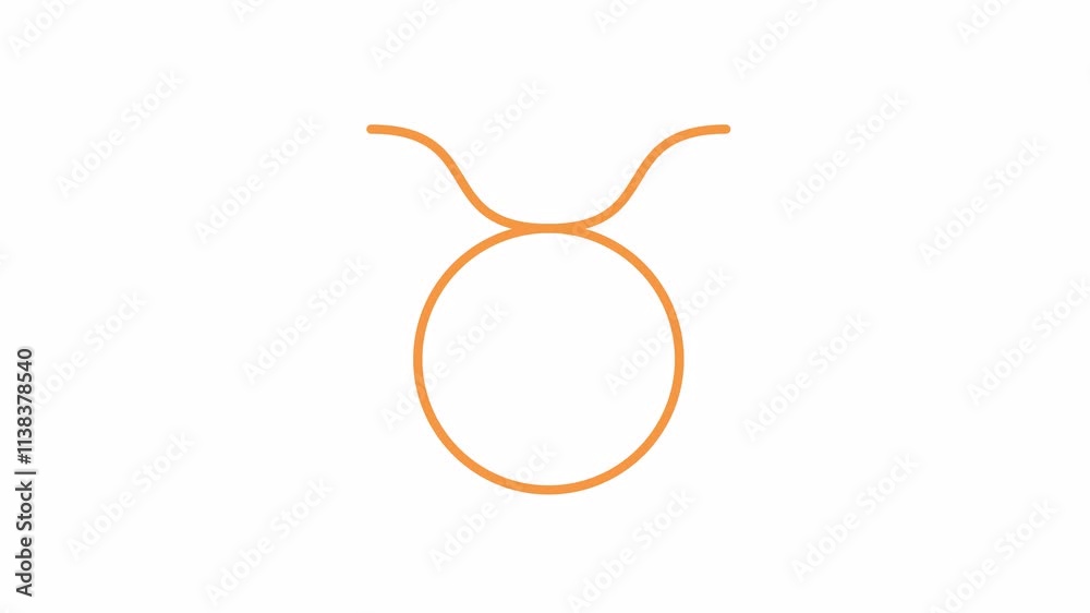 Taurus astrological sign 2D object animation. Minimalist zodiac symbol with waves cartoon 4K video, alpha channel. Air category of magical horoscope element animated flat item on white background