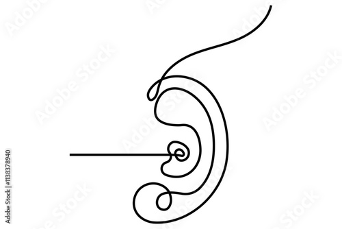 Human ear continuous one line drawing of simple  vector illustration