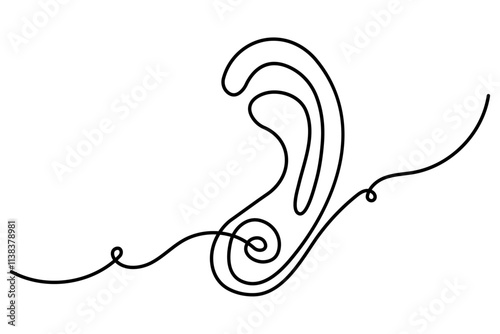 Human ear continuous one line drawing of simple  vector illustration