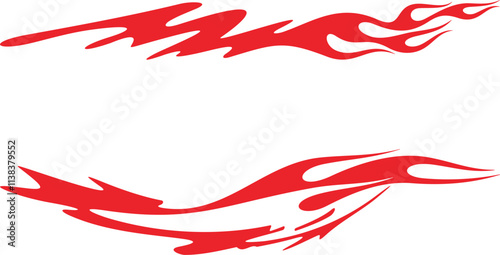 Vector tribal flames with stripes, creative designs for vehicle vinyl decals and wraps. Ready-to-cut graphics, great for cars, sport vehicles, ATVs, trucks, motors and bikes.