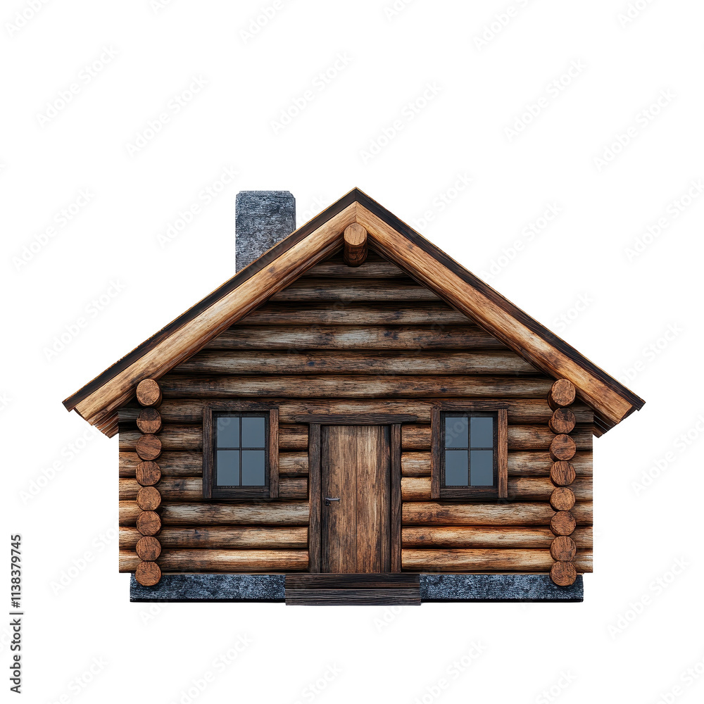 Charming wooden log cabin with rustic appeal. transparent background Charming wooden log cabin with rustic appeal. transparent background