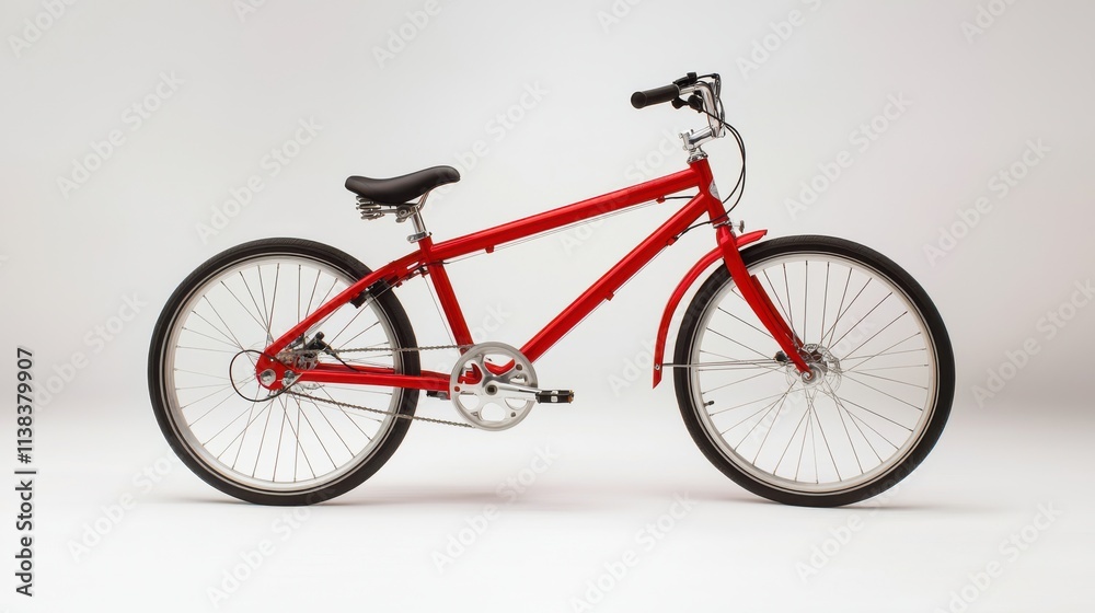 Fototapeta premium Action-packed tandem bicycle ride urban setting full detail image bright red color captured in studio light