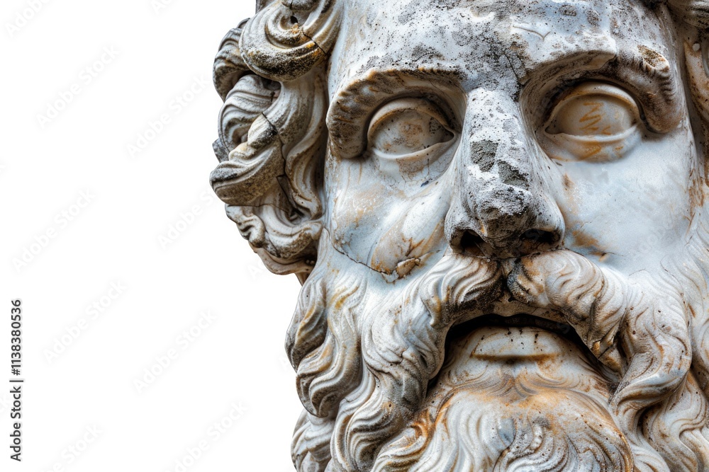Greek Decoration. Classic Greek Philosopher Statue Head Portrait on White Background Greek Decoration. Classic Greek Philosopher Statue Head Portrait on White Background