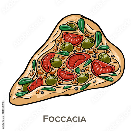 Focaccia is a soft, flat Italian bread, typically topped with herbs, olive oil, and salt.