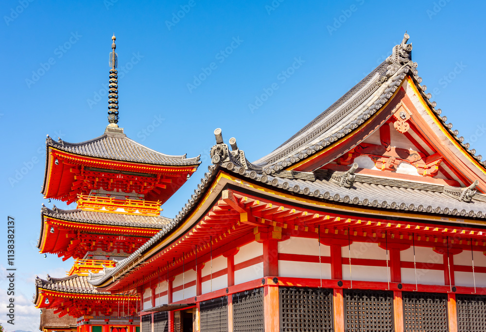 Pagoda of Kiyomizu-dera buddhist temple in autumn, Kyoto, Japan Pagoda of Kiyomizu-dera buddhist temple in autumn, Kyoto, Japan
