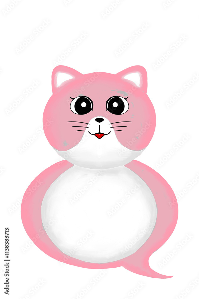 Cute pink cat emoticon with transparent background Cute pink cat emoticon with transparent background
