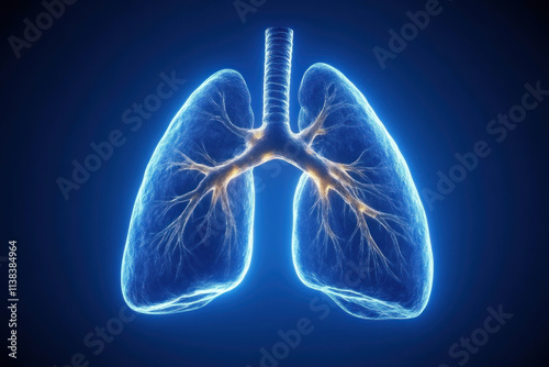 Glowing blue lungs anatomy.