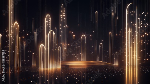 Golden Light Pillars Surrou...