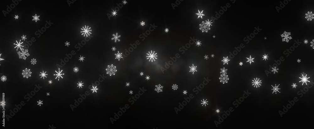 Falling snow at night. Bokeh lights