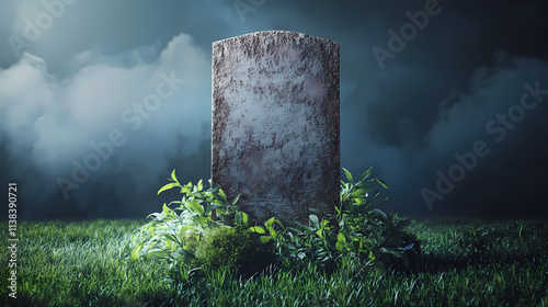Blank tombstone isolated on background, grave, burial, death, memorial, graveyard, blank, empty, mourning, cemetery, headstone. Isolated. Illustration