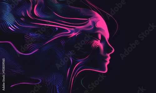 Abstract Neon Lines Form Fe...