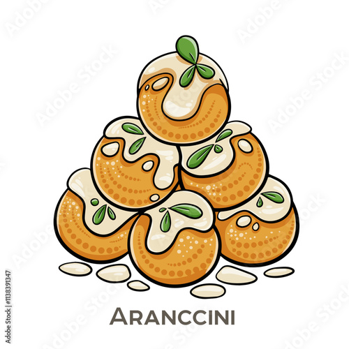 Arancini are delicious Italian rice balls, typically filled with a savory mixture such as meat sauce, peas, and mozzarella cheese.