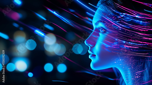 Wallpaper Mural Cybernetic Female Robot: A Futuristic Portrait Torontodigital.ca