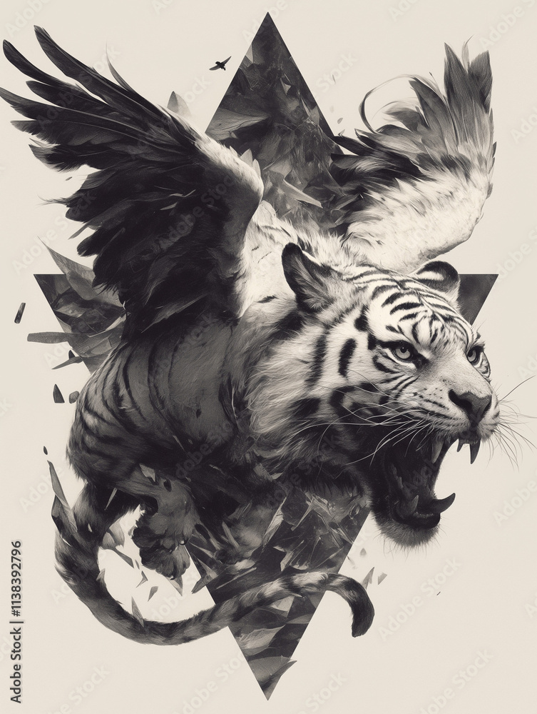 Obraz premium head of a tiger with wings