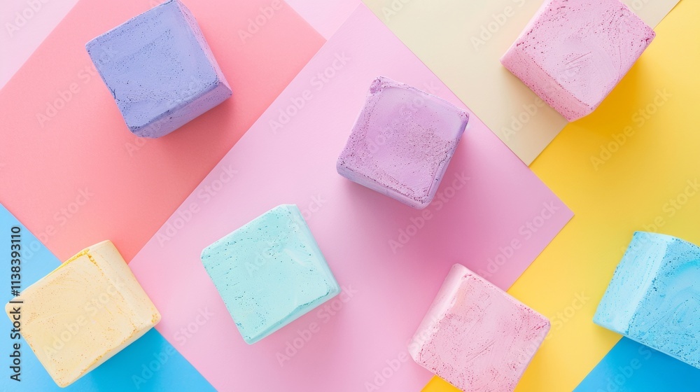 Colorful pastel bath bombs arranged on a soft textured background Colorful pastel bath bombs arranged on a soft textured background