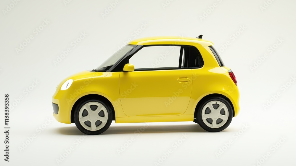 Action-packed compact city hatchback showcasing bright yellow design studio setting high-contrast style Action-packed compact city hatchback showcasing bright yellow design studio setting high-contrast style