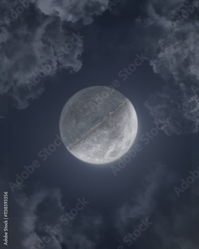 HDR Moon Composite with Cloudy Sky