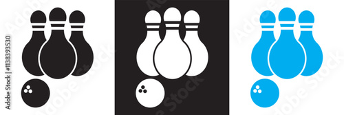 Bowling  icon . bowling ball and pin sign and symbol. Vector illustration. isolated on white and black background. EPS 10