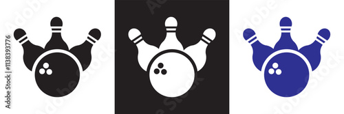 Bowling  icon . bowling ball and pin sign and symbol. Vector illustration. isolated on white and black background. EPS 10